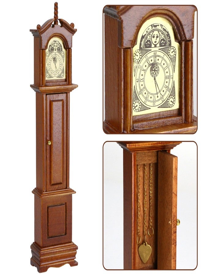 KH866 Mini Grandfather Clock - 1/12 Scale, Miniature Dollhouse Victorian Furniture Accessories, Doll House Decoration for Living Room Bedroom Kitchen Home Office, Small Wooden Rustic Vintage Essential Decor - Image 3